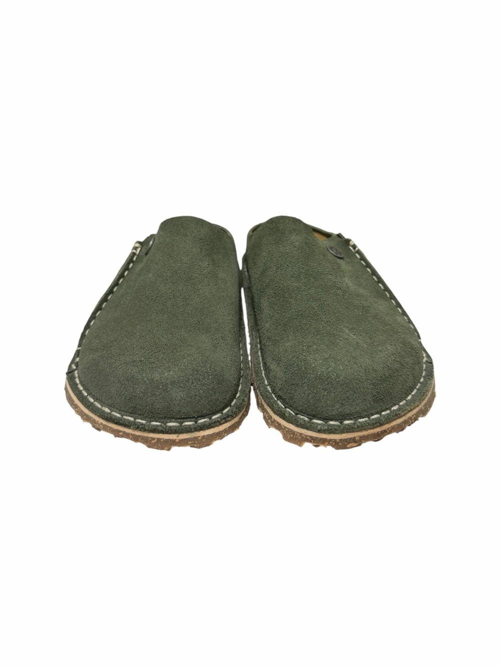 Birkenstock Solid Olive Leather Slip Ons